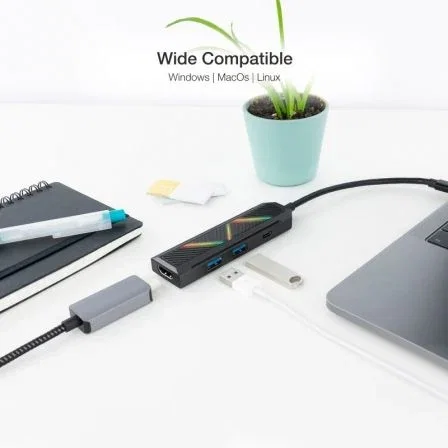 Nanocable Hub USB-C 3.0 4 en 1 con 2 puertos USB-A 3.0, USB-C PD y HDMI - Carcasa de Aluminio, Cable 0.15m Nanocable Hub USB-C 3.0 4 en 1 con 2 puertos USB-A 3.0, USB-C PD y HDMI - Carcasa de Aluminio, Cable 0.15m